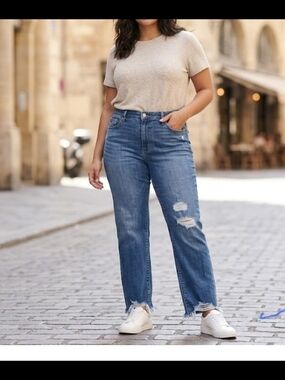 Levi's Straight-Leg Ripped Jeans - Blue Size 27